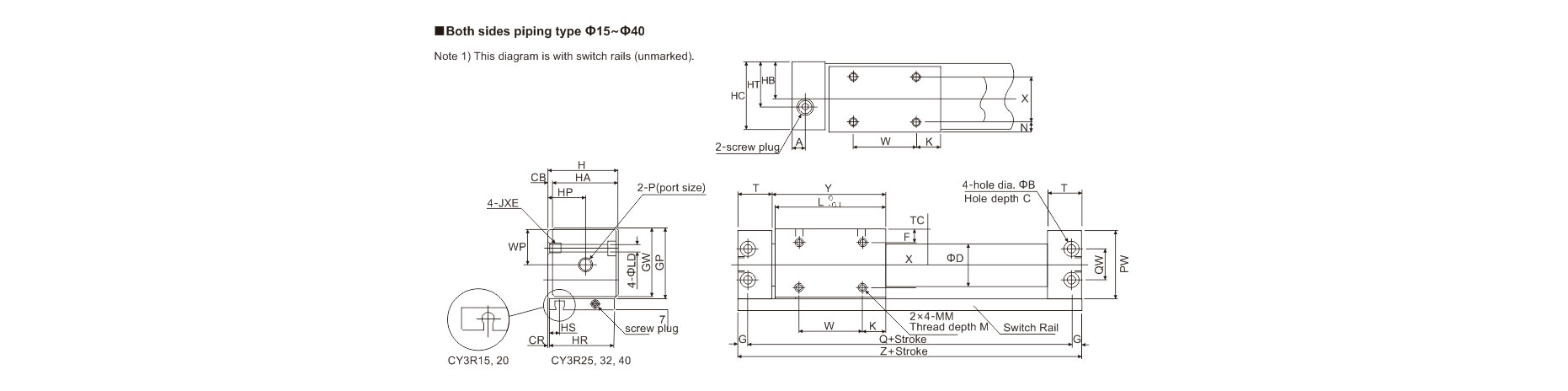 CY3B/R Rodless Pneumatic Cylinder