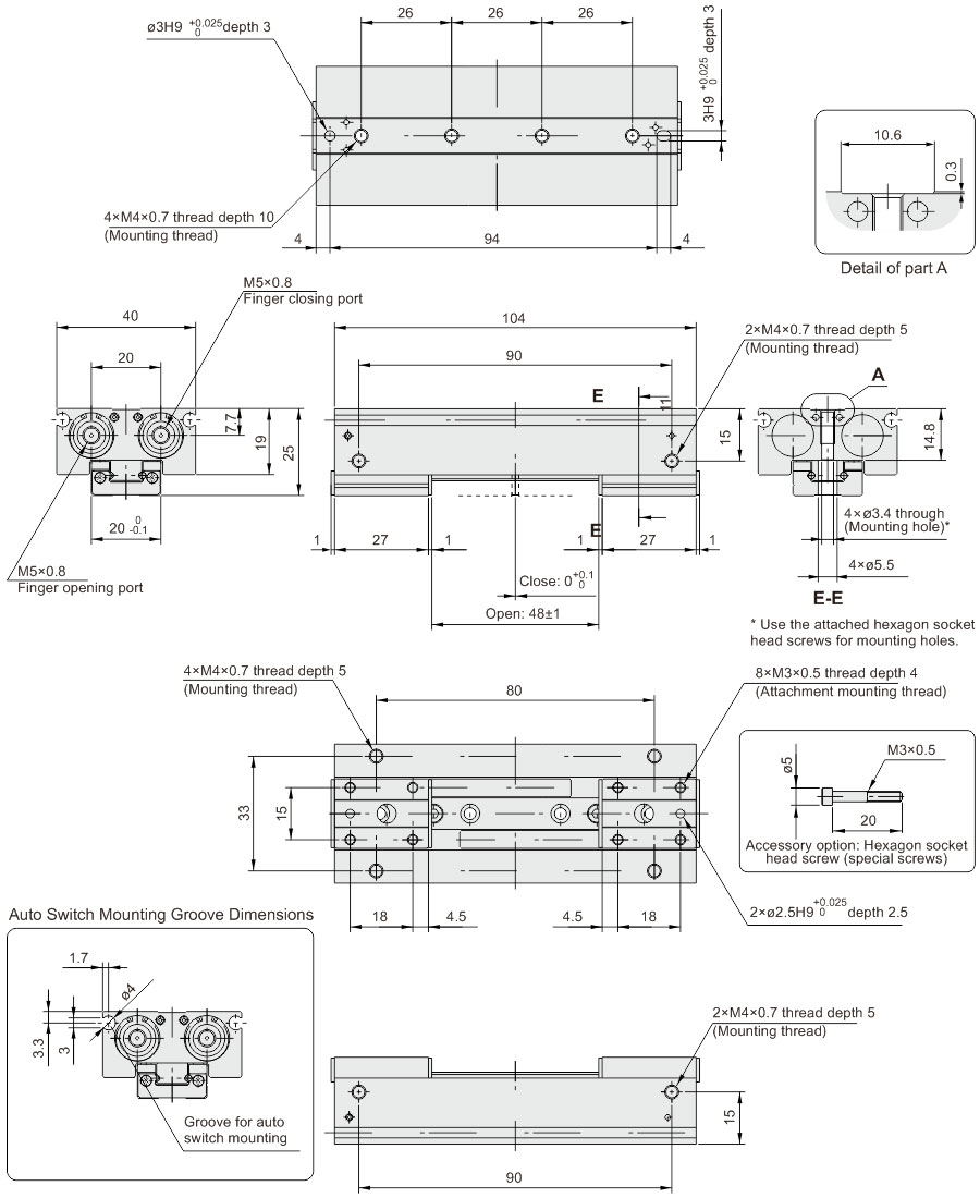 Parallel Opening And Closing Gripper MHF2