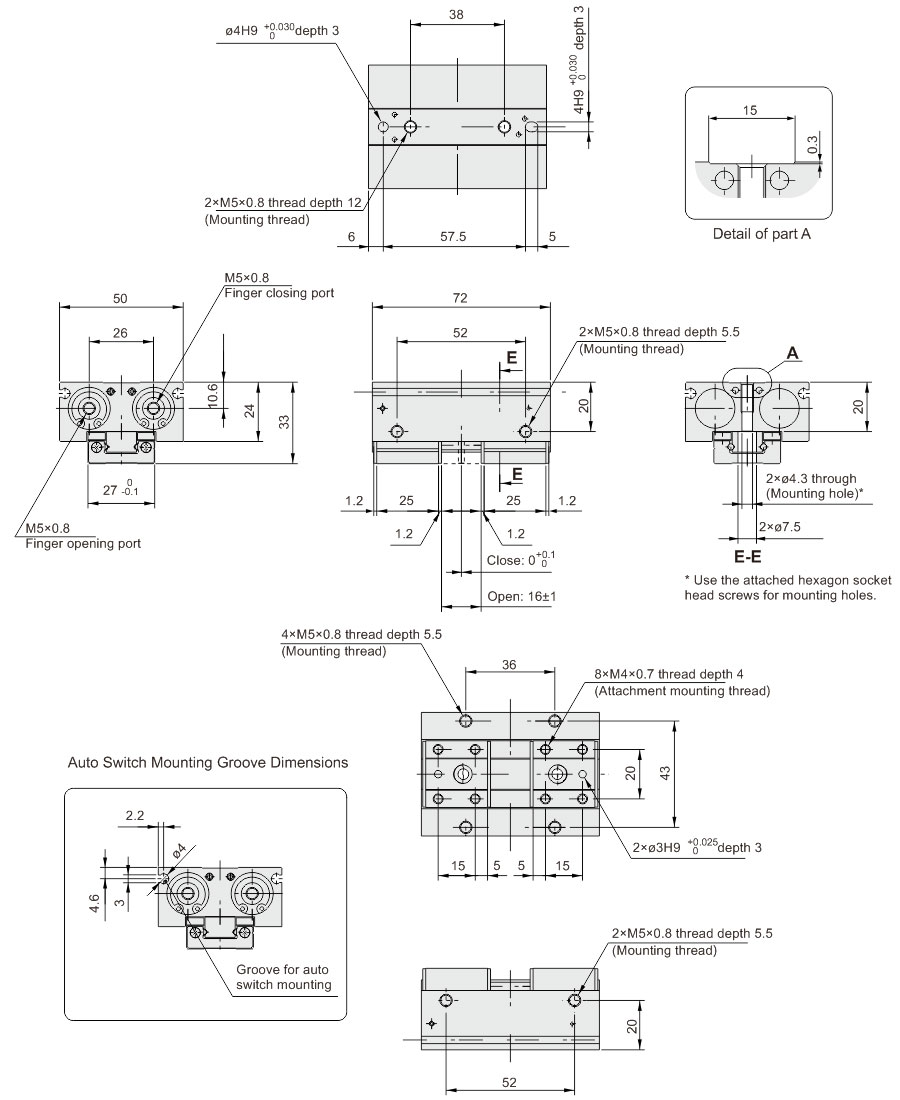 Parallel Opening And Closing Gripper MHF2