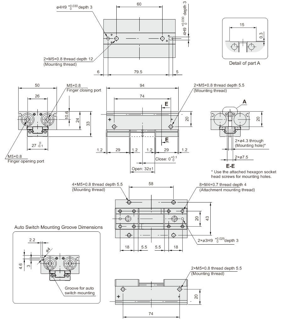 Parallel Opening And Closing Gripper MHF2