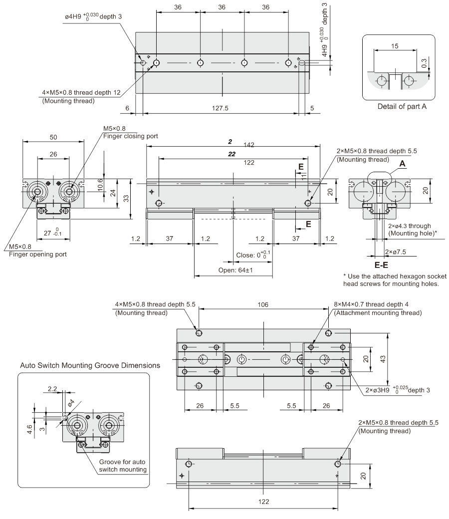 Parallel Opening And Closing Gripper MHF2