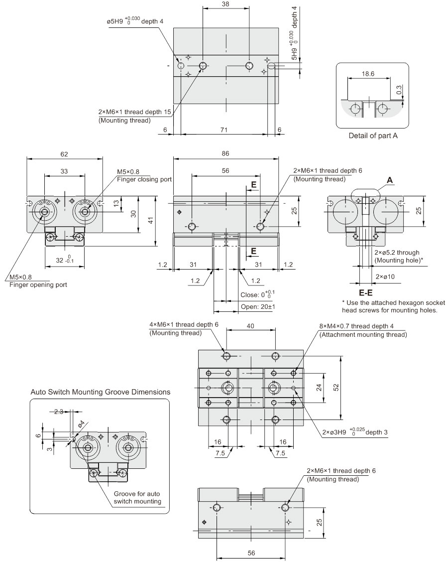 Parallel Opening And Closing Gripper MHF2