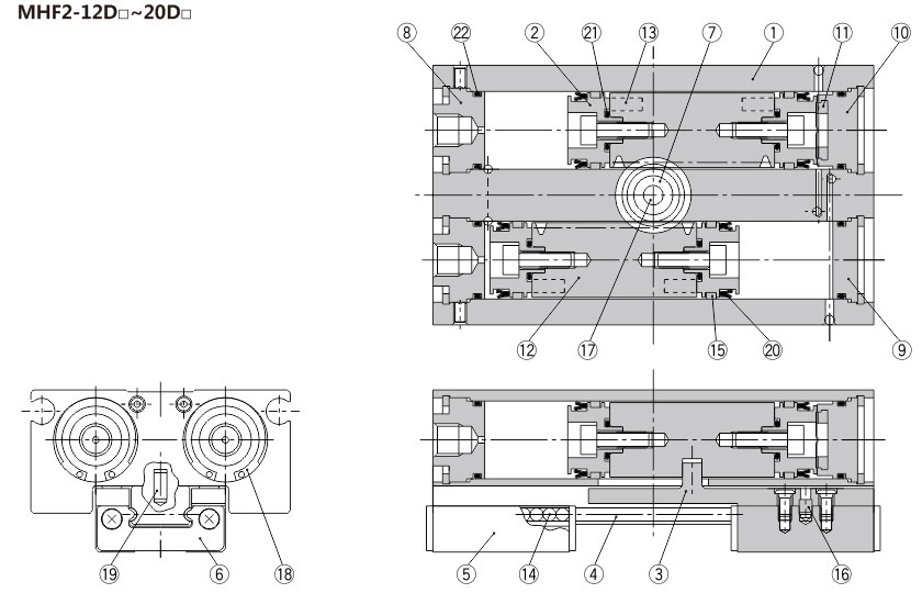 Parallel Opening And Closing Gripper MHF2