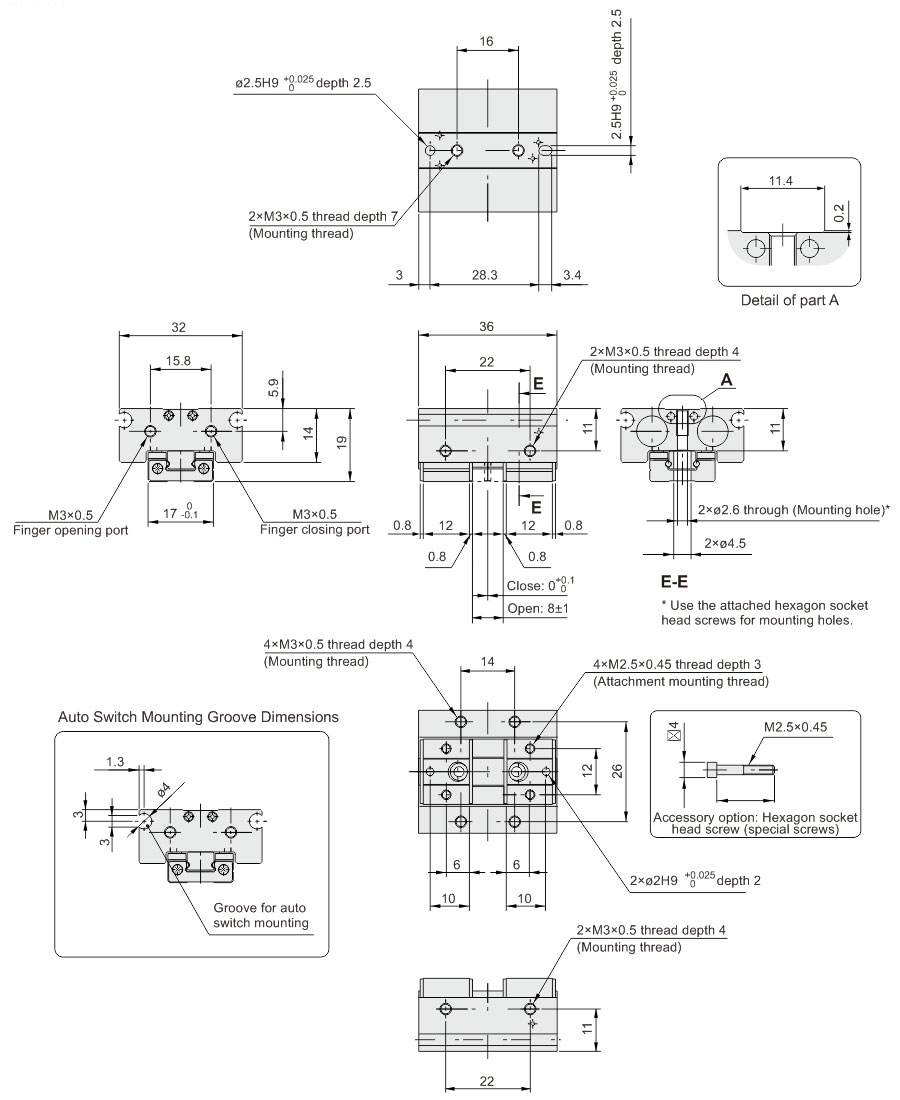 Parallel Opening And Closing Gripper MHF2