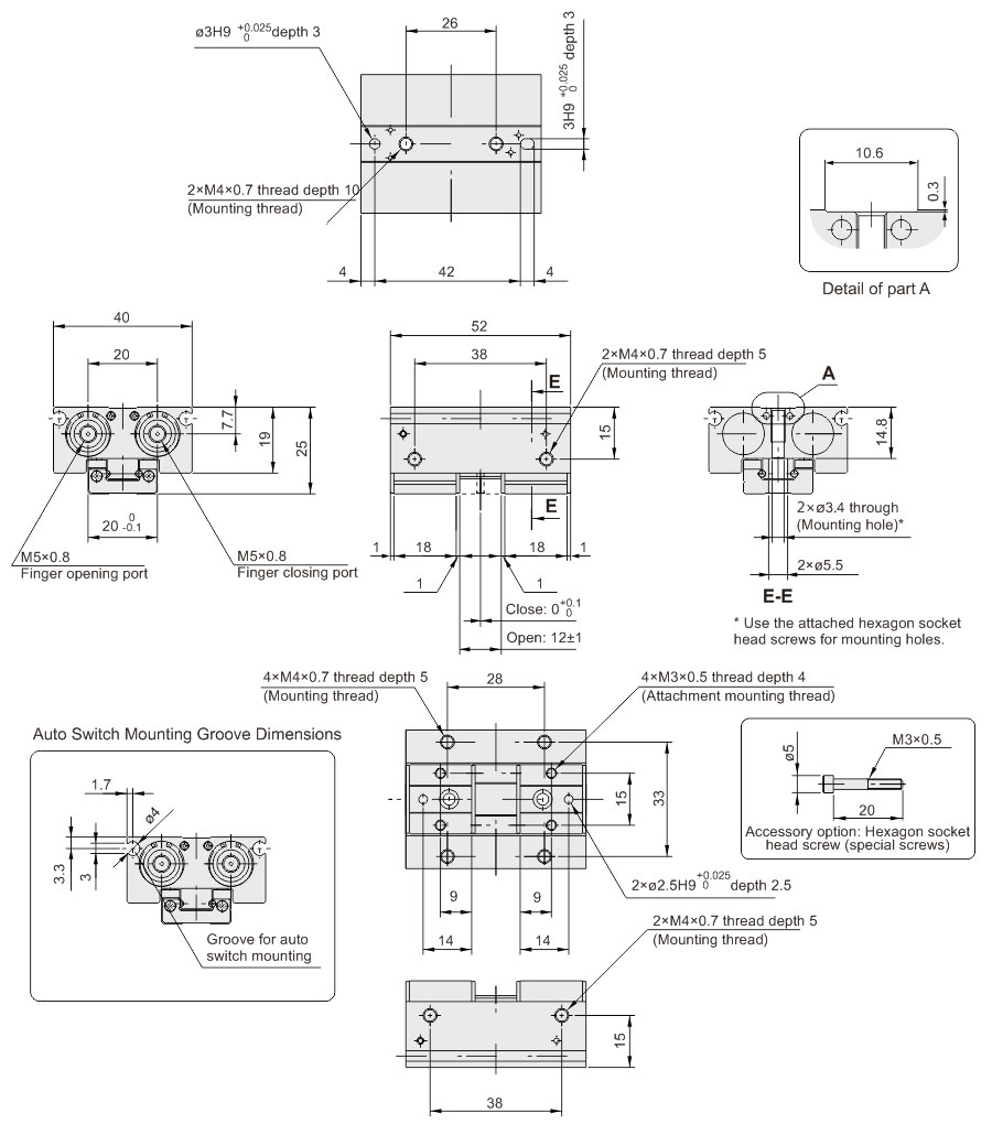 Parallel Opening And Closing Gripper MHF2