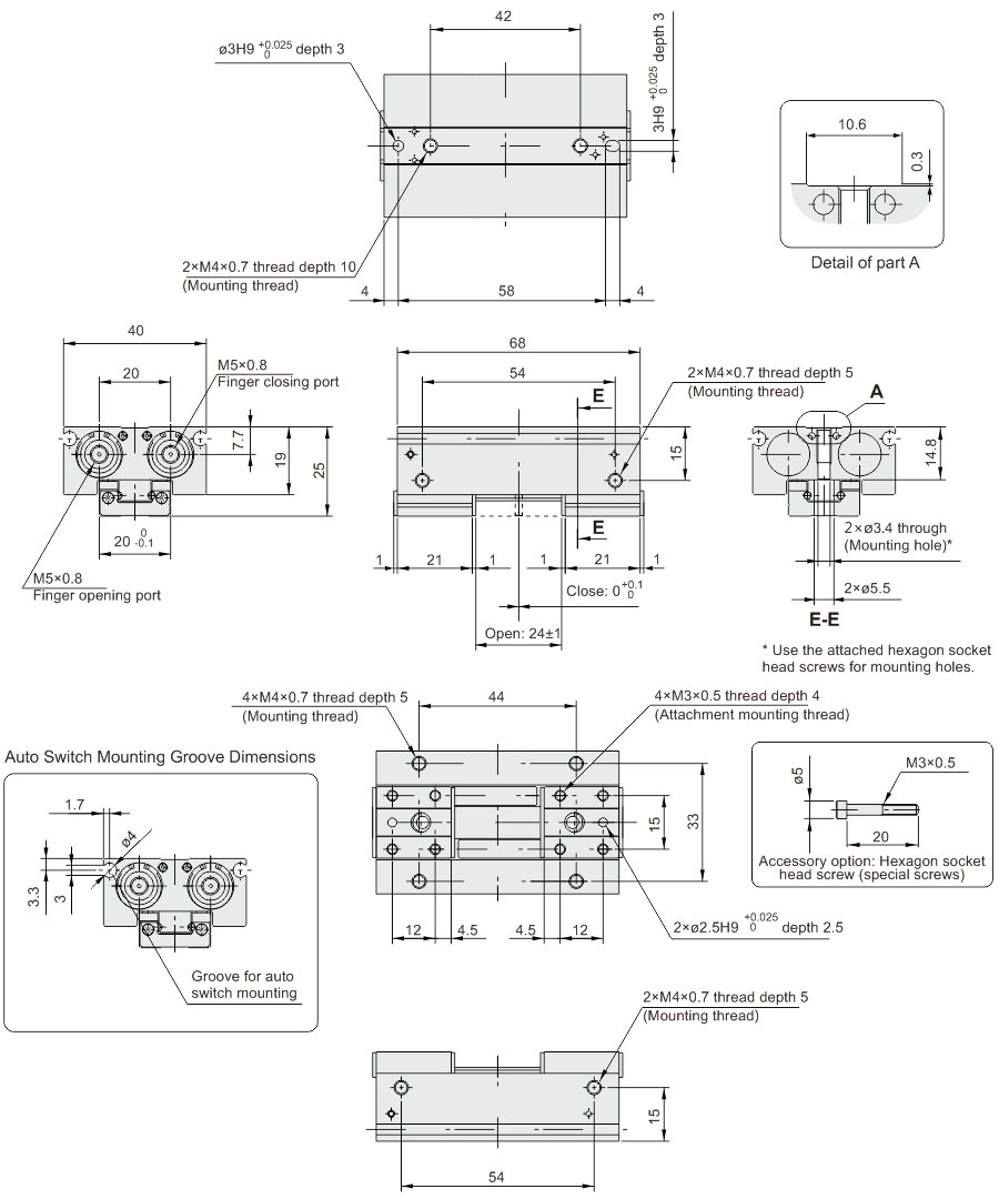 Parallel Opening And Closing Gripper MHF2