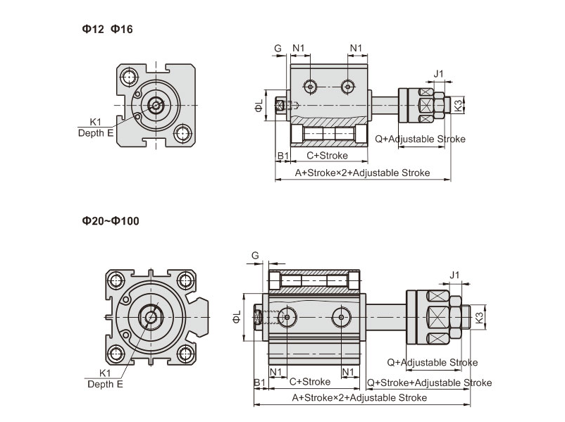 Compact Pneumatic Cylinder SDA